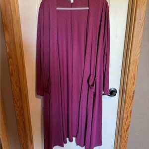 LuLaRoe Long Purple Open Cardigan Women Size XL With Pocketss